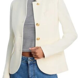 Rag & Bone Off White Slade Textured Knit Blazer with Gold Accents